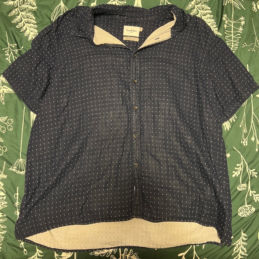 Goodfellow & Co Men's XXL Short Sleeve Button Down Shirt Blue